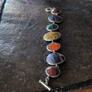 Multicolor Stone Silver Bracelet